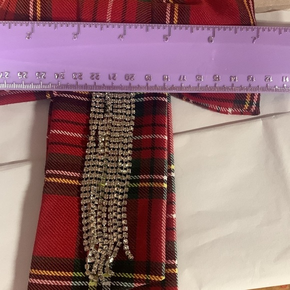 Anthropologie Leontime  vintage plaid chain hair bow new without tags